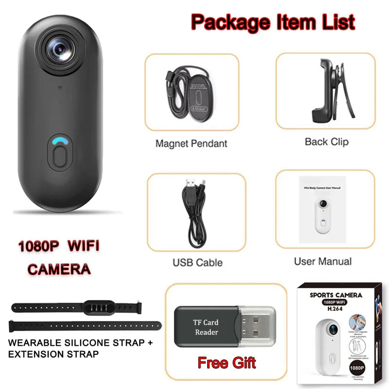 4K HD Outdoor Magnetic POV Camera 30FPS Mini Pet Vlogging Collar Camera for Cats Dogs Wireless Back Clip Mount Necklace Bodycam