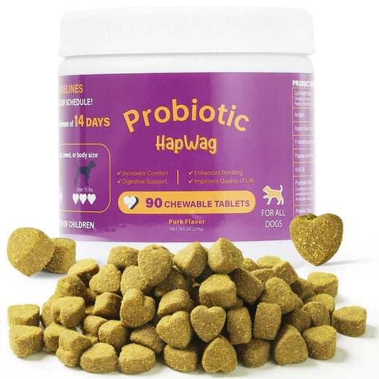 HAPWAG 8-In-1 Multivitamin Soft Chews for Dogs – Probiotics, Gut & Immune Support – Pork Flavor – 90 Treats